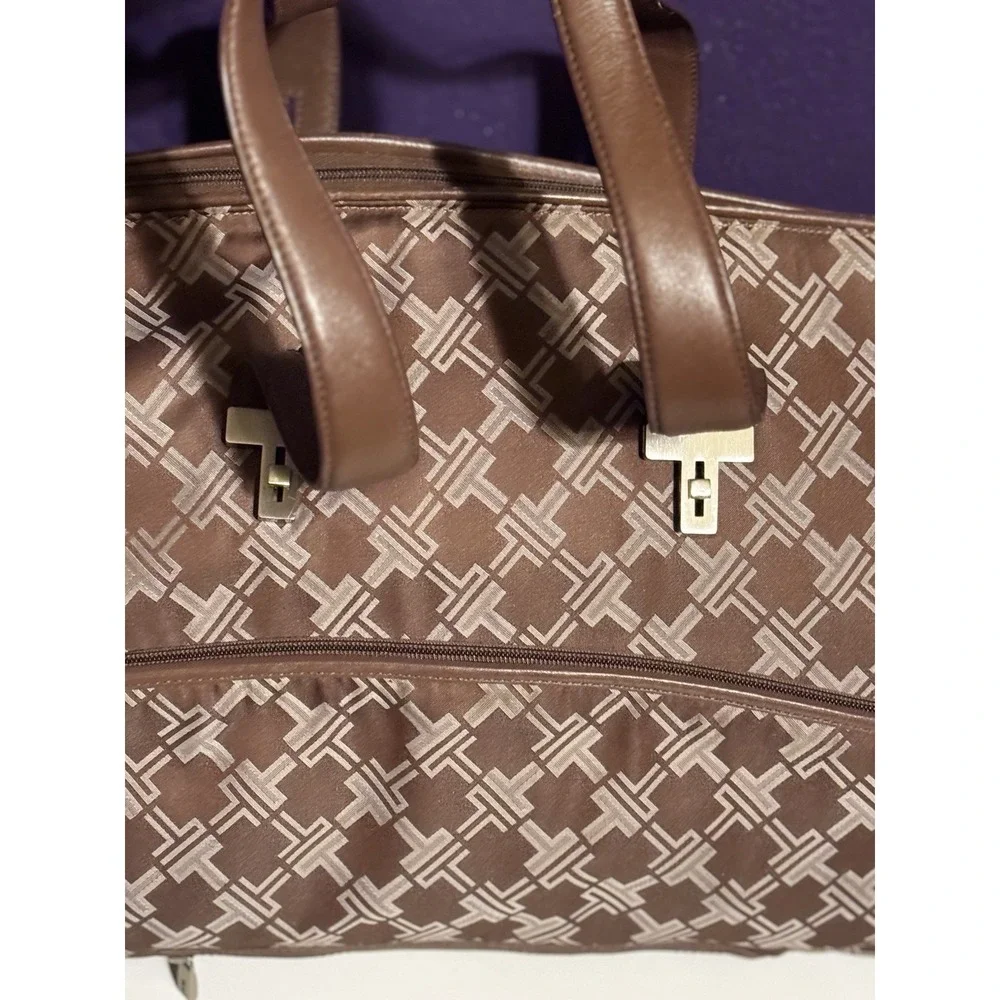 TUMI Signature Collection Logo Nylon Weekender Carry-On Duffle Travel Bag Brown